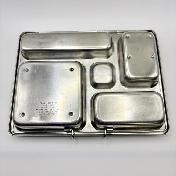 PlanetBox Rover Stainless Steel Metal 5 Compartment Bento Lunch Box 7.5 X 10” - Picture 2 of 5
